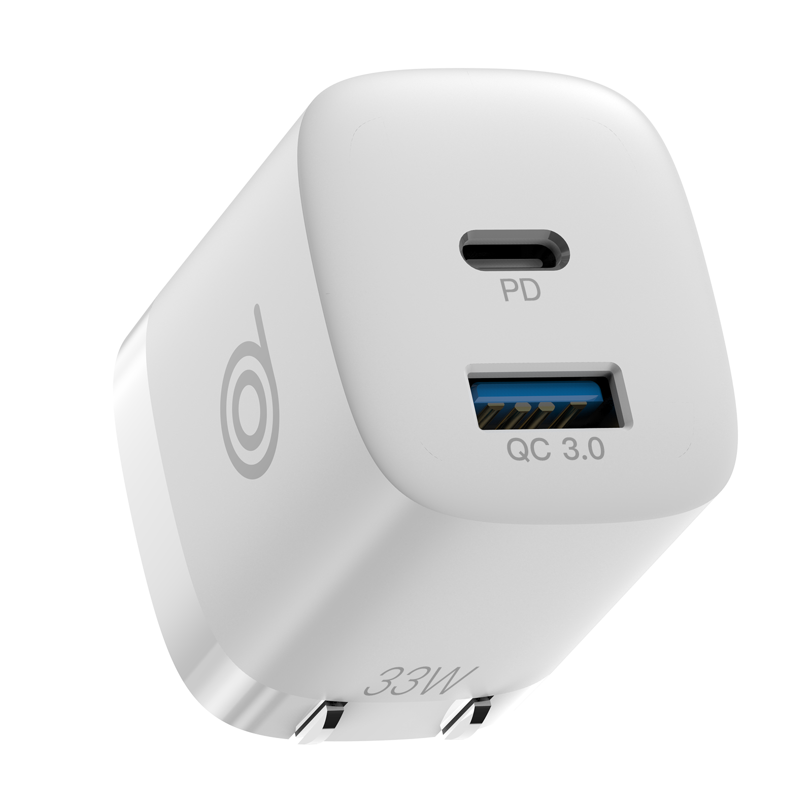 digifon Cheetah3 Superfast 33W Charger with Single USB-C & USB-A Ports-White