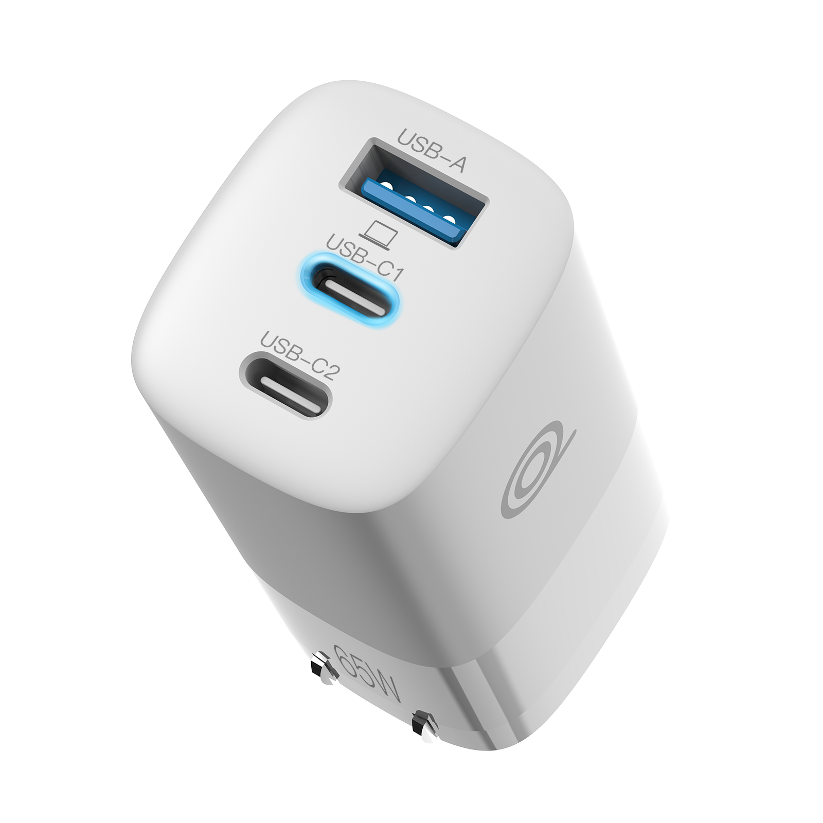 digifon Cheetah4 Superfast 65W Charger with Dual USB-C & Single USB-A Port- White