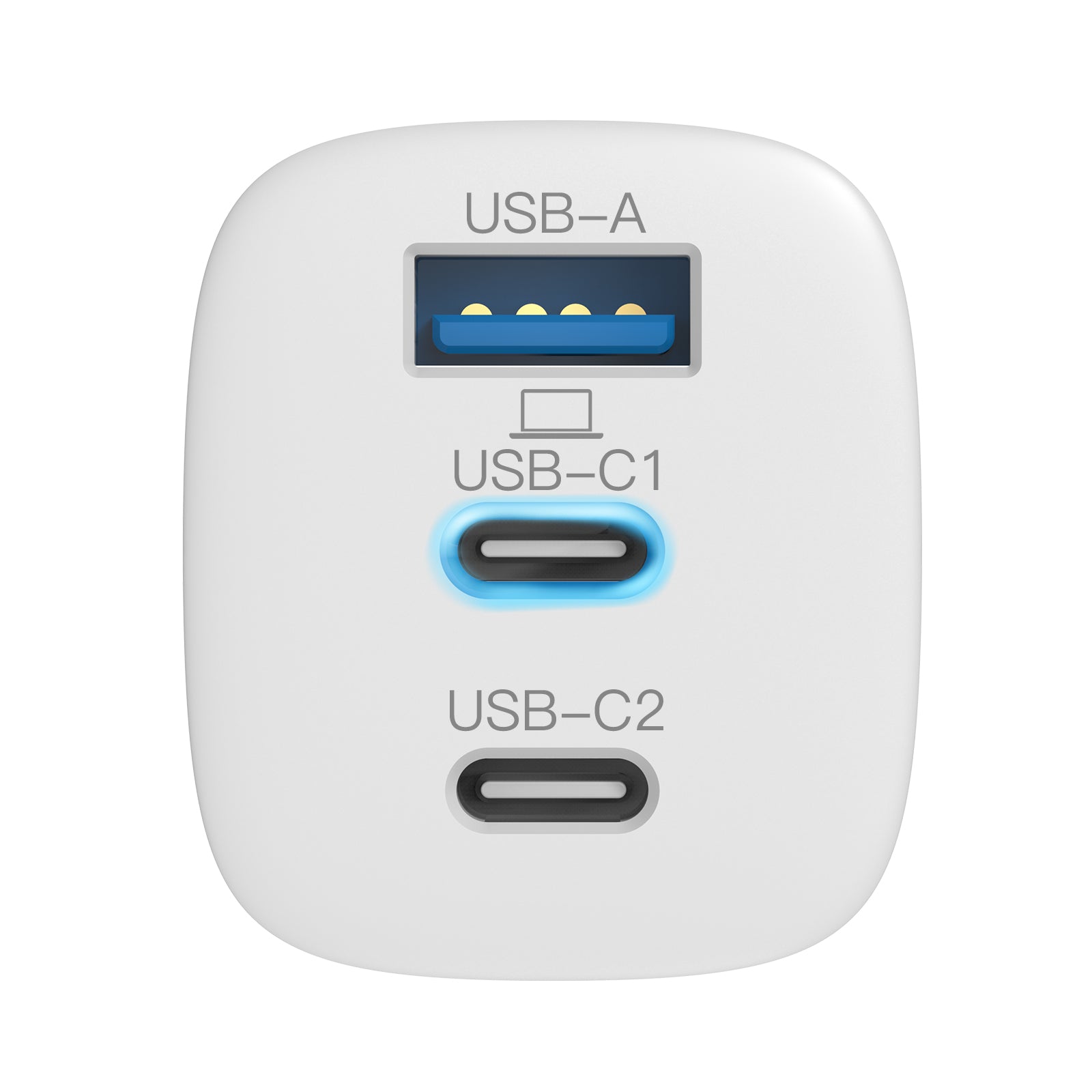 digifon Cheetah4 Superfast 65W Charger with Dual USB-C & Single USB-A Port- White