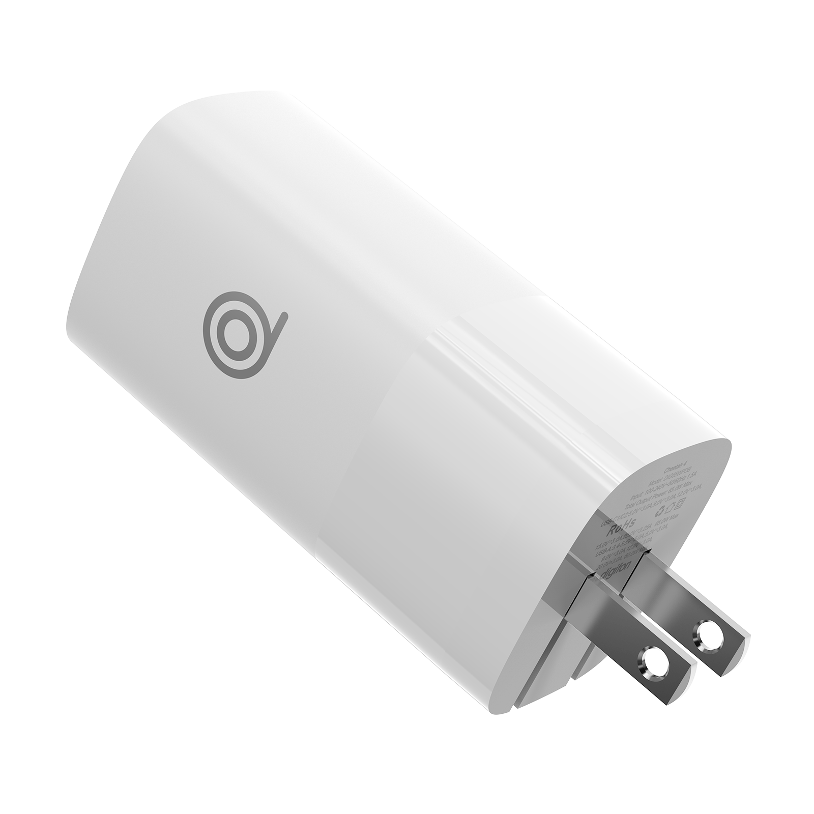 digifon Cheetah4 Superfast 65W Charger with Dual USB-C & Single USB-A Port- White