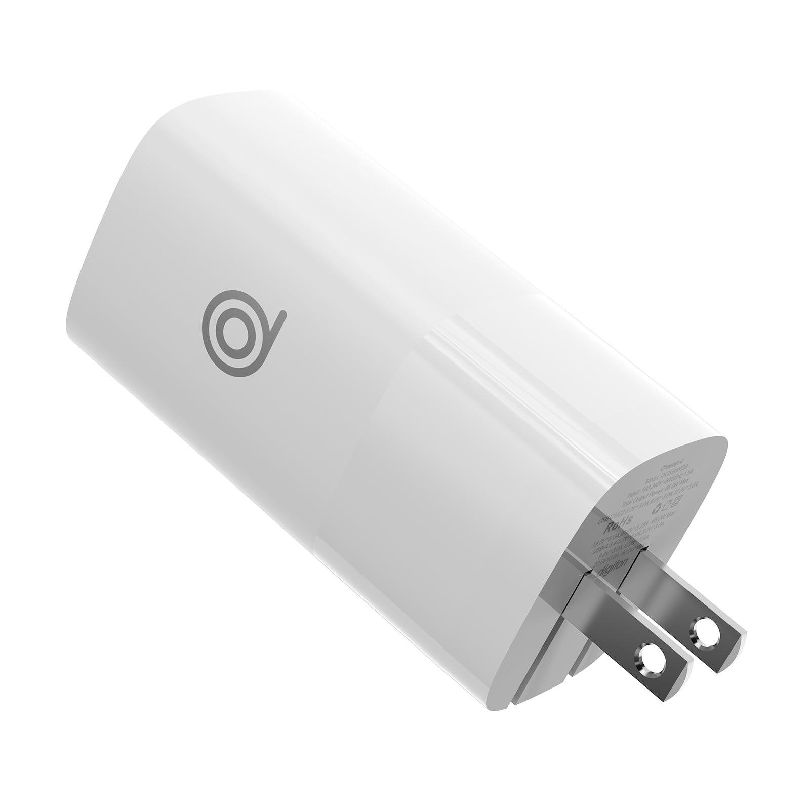 digifon Cheetah4 Superfast 65W Charger with Dual USB-C & Single USB-A Port- White