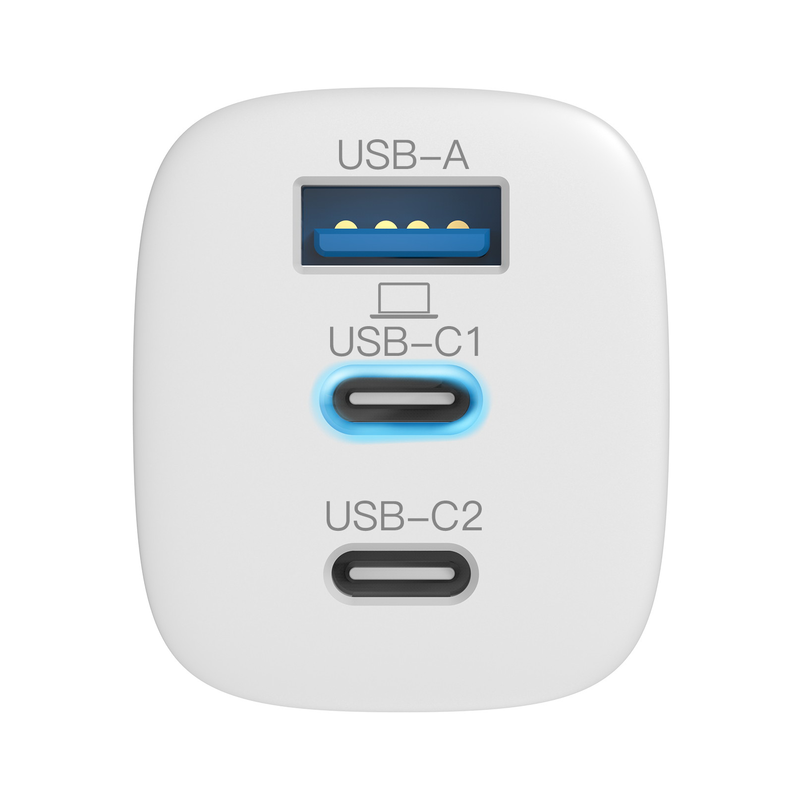 digifon Cheetah4 Superfast 65W Charger with Dual USB-C & Single USB-A Port- White