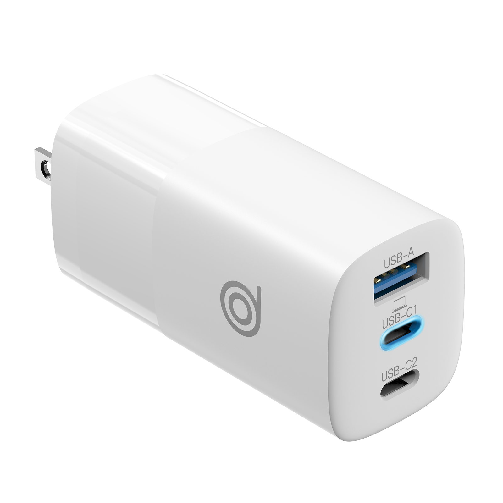 Two USB C, One USB A Port on the Charger