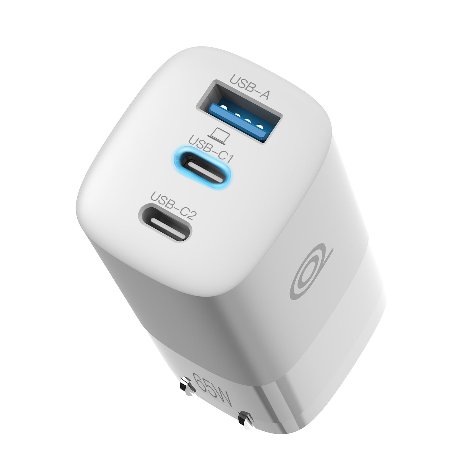 digifon Cheetah4 Superfast 65W Charger with Dual USB-C & Single USB-A Port- White