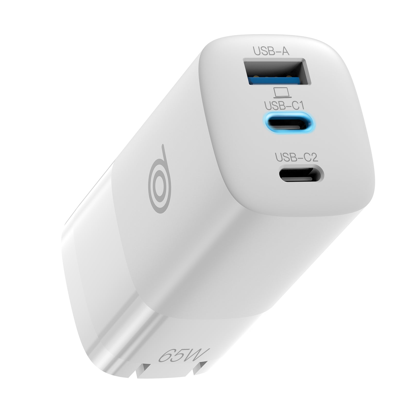 digifon Cheetah4 Superfast 65W Charger with Dual USB-C & Single USB-A Port- White